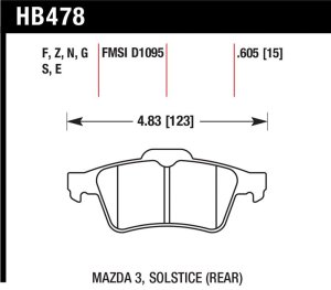 Ford Focus Brake Pads - Rear - Hawk Performance - HPS Performance Street Compound - `13-`14